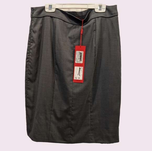 Brand New Hugo Boss The Pencil Skirt High-Waisted Wool Size 8 in Grey - Picture 3 of 13